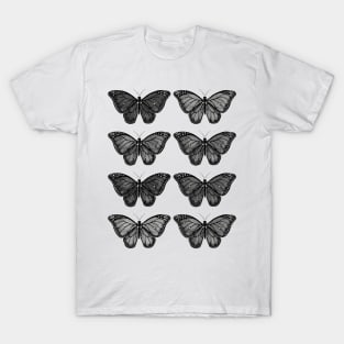 Black And White Butterfly Collection T-Shirt